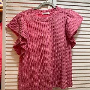 Ces Femme Textured Short Sleeve Top in Pink